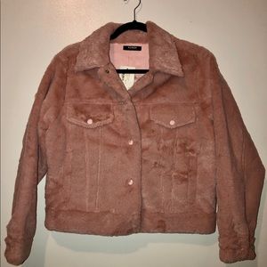 Faux Fur button down jacket with suede interior